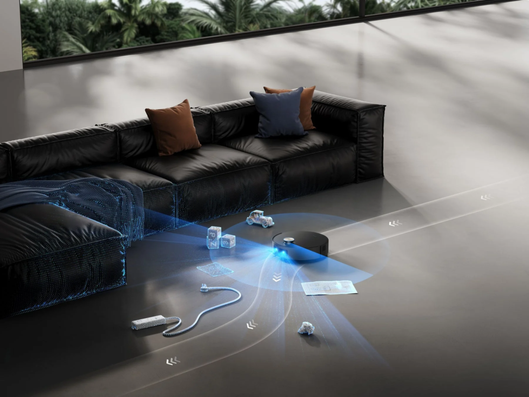 ロボット掃除機が障害物を避ける様子