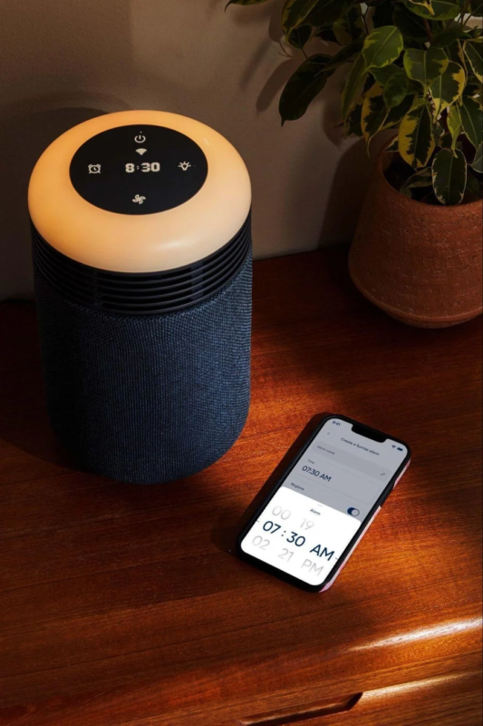 サンライズクロック機能のイメージ、アプリ画面