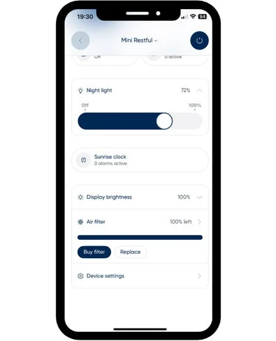 Blueairアプリの画面