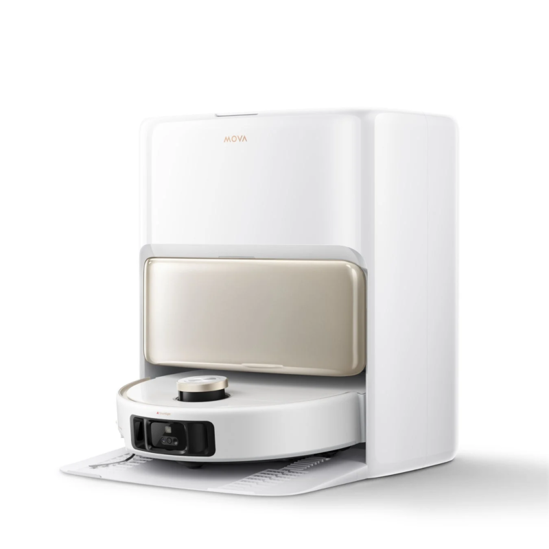 自動ゴミ収集・充電ステーションにドッキングしているロボット掃除機