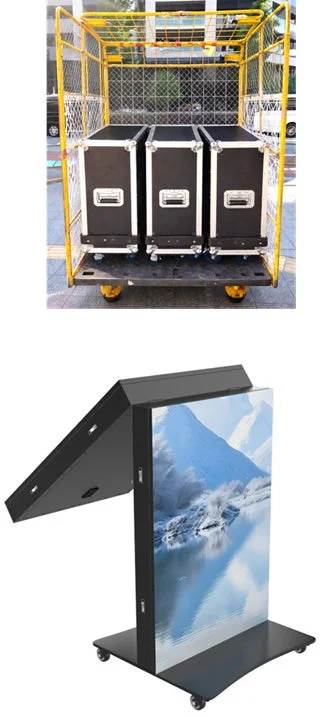 運搬中のフライトボックスと製品