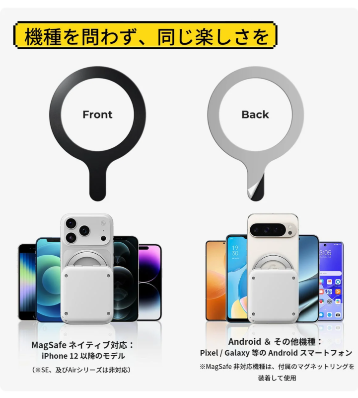 MagSafe対応機種とAndroid対応の説明