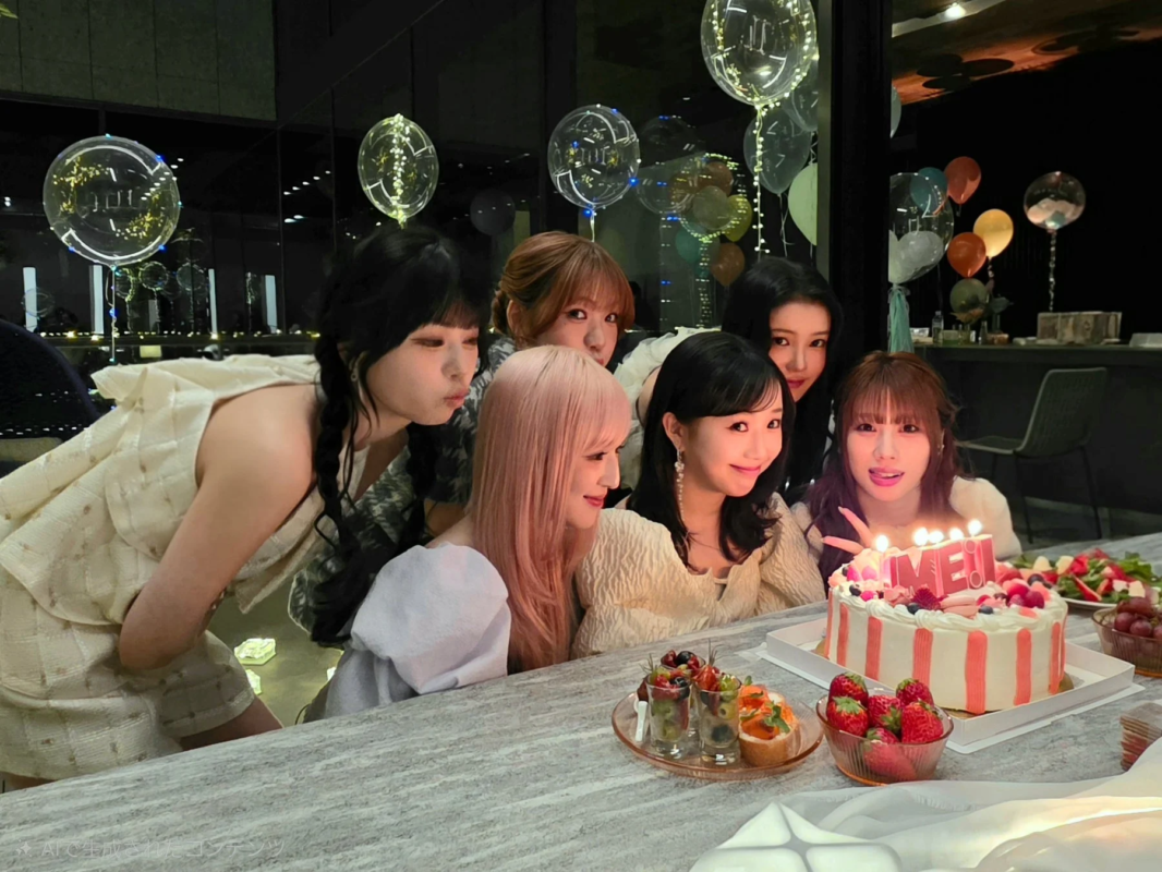 ME:Iメンバーが誕生日パーティーでケーキを囲む