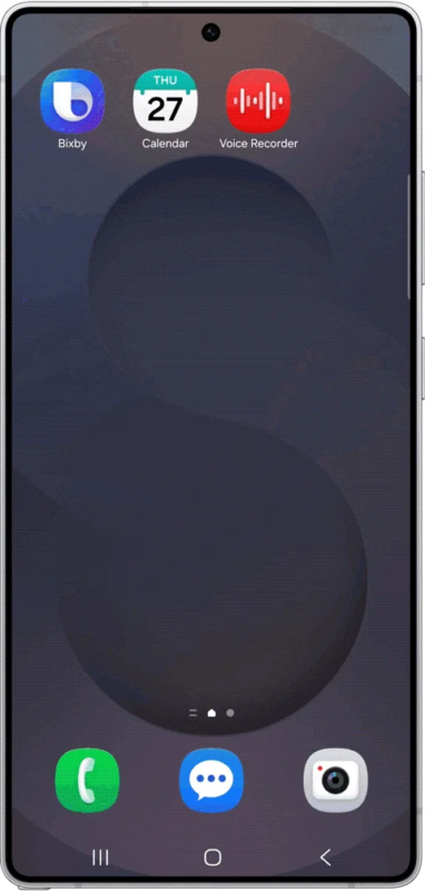 スマートフォンのホーム画面でBixbyなどが表示されている画像