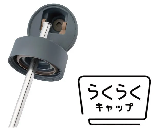 水筒の蓋とストロー部分が写っており、「らくらくキャップ」というロゴが表示されています。