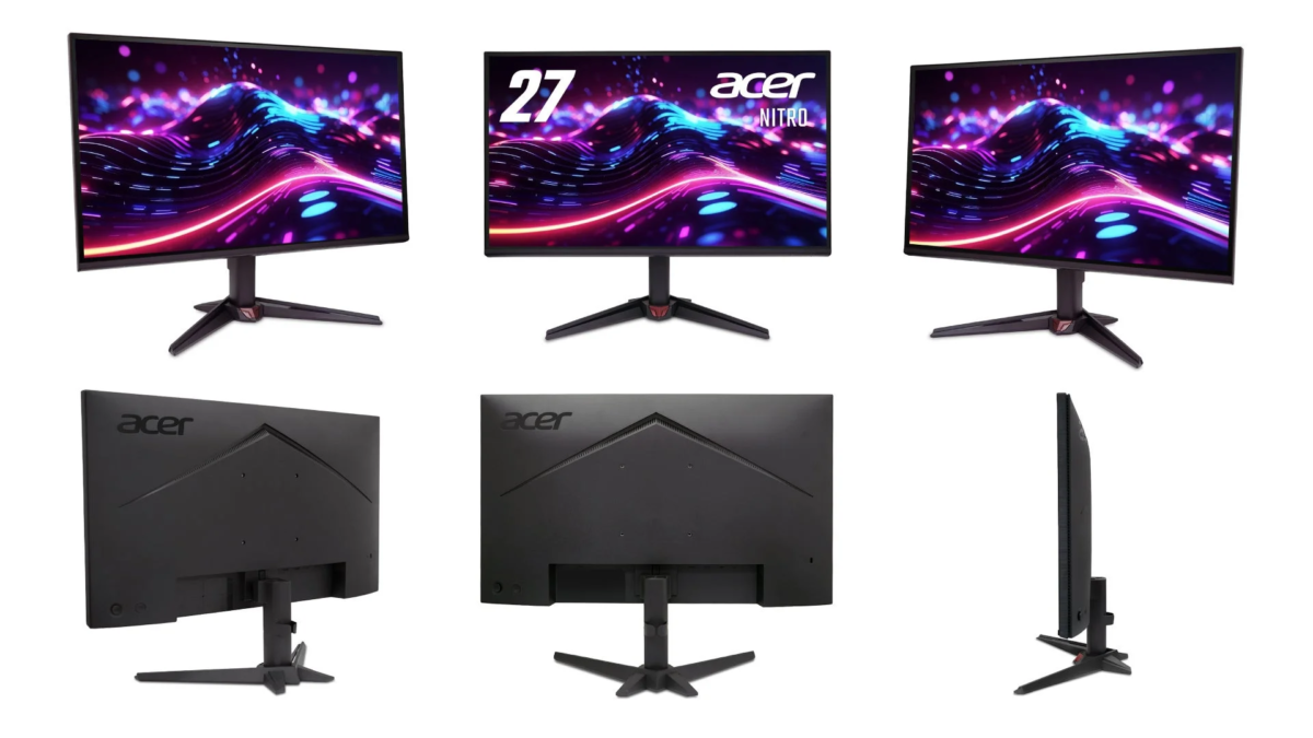 Acer Nitro 27インチゲーミングモニターの様々な角度からの画像