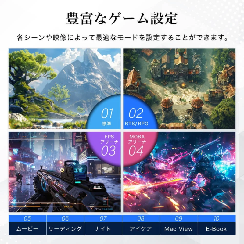 豊富なゲーム設定の選択画面