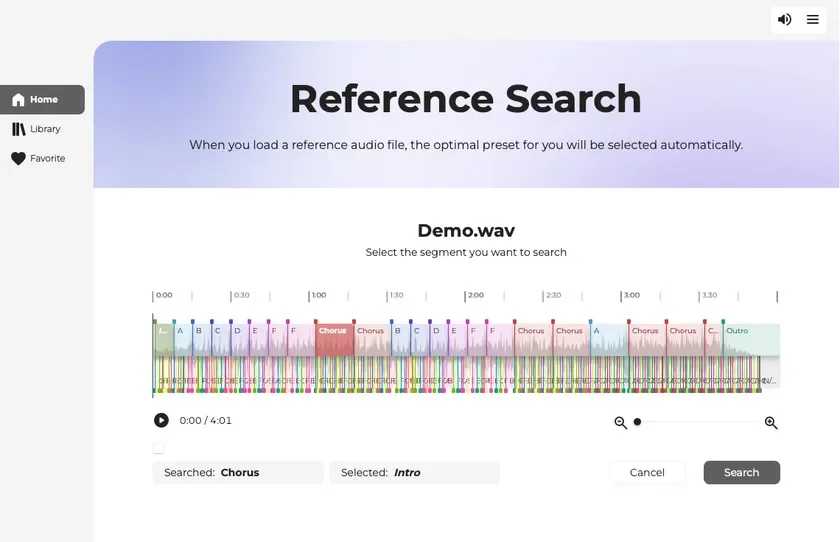 『Melody Flip』 オーディオデータ解析画面イメージ