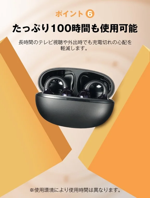 100時間連続使用可能なバッテリー