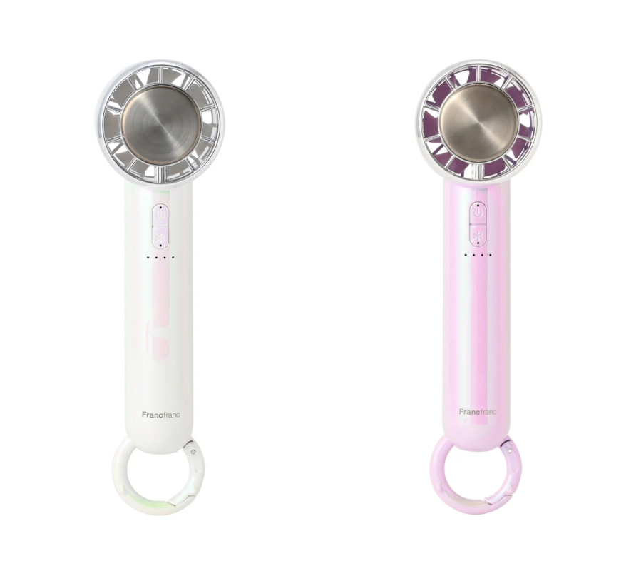 白とピンクの2色のハンディファンが並べられた画像