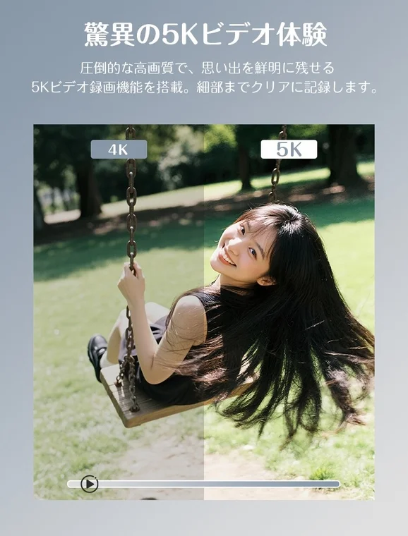 5Kビデオの驚質的な高画質をアピールする画像