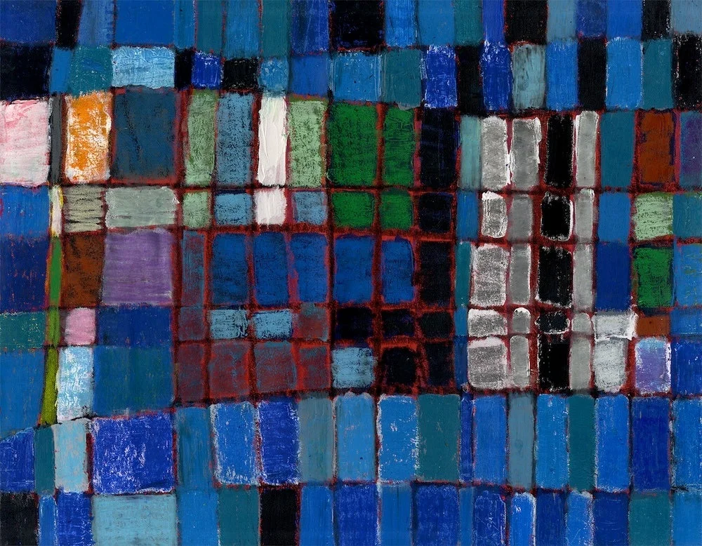 伊賀敢男留氏の抽象画「青の情景」