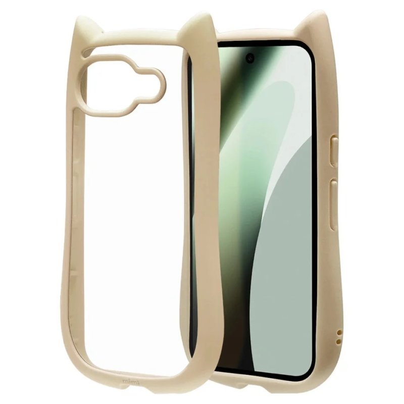 ベージュの猫耳ケース