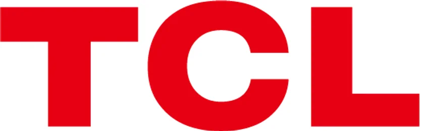 赤色の「TCL」のロゴが白い背景に大きく表示されています。これは、家電製品や電子機器で知られるグローバルブランドのシンボルです。