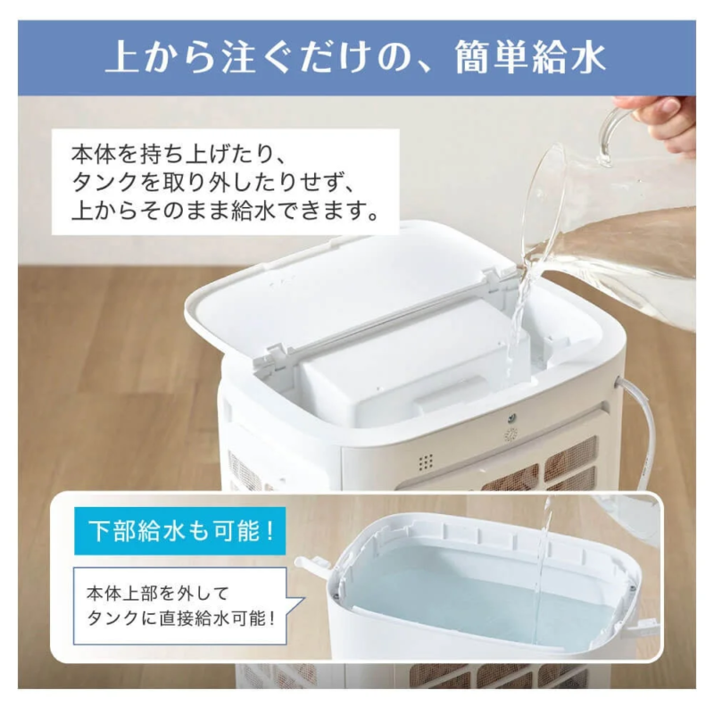 上から注ぐだけの簡単給水