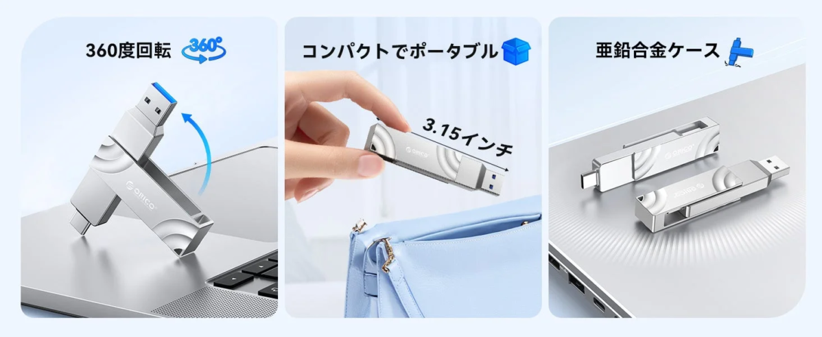 ORICO G201の360度回転デザイン