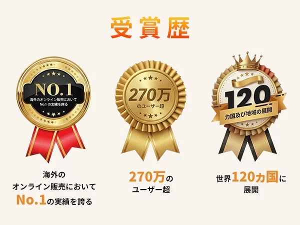 Yaberの受賞歴とグローバル展開の実績を示す画像