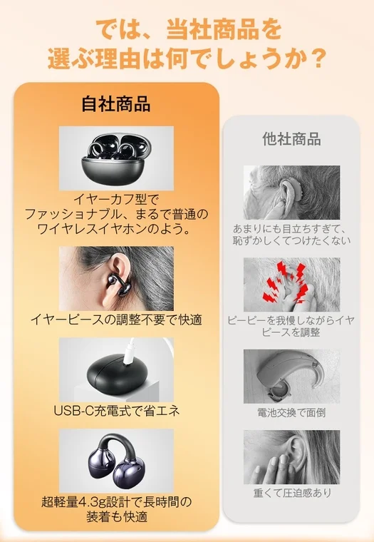 ワイヤレスイヤホンのようなデザイン