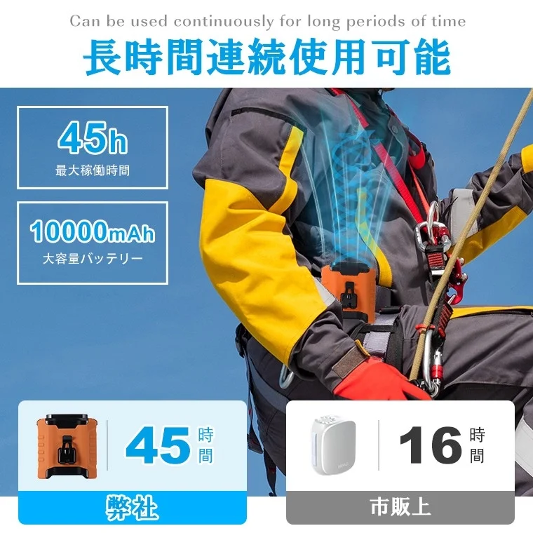 45時間稼働と他社16時間の比較