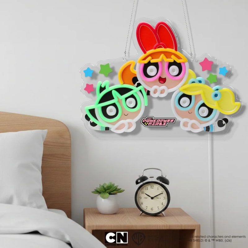 壁に設置されたパワーパフ ガールズ LEDネオンライト