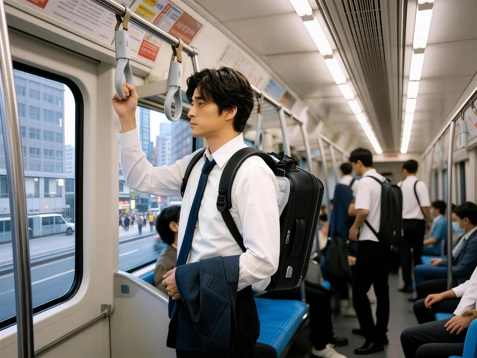 通勤中の男性