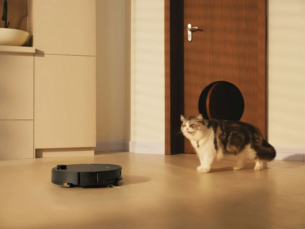 ロボット掃除機と猫