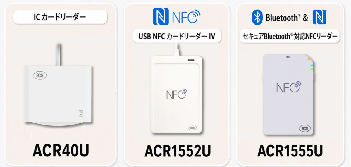 ACR40U, ACR1552U, ACR1555Uの製品写真