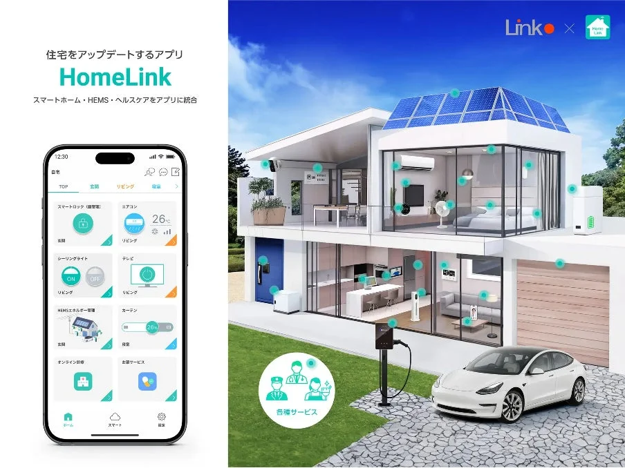 HomeLinkアプリの全体像、スマートホーム・HEMS・ヘルスケア統合