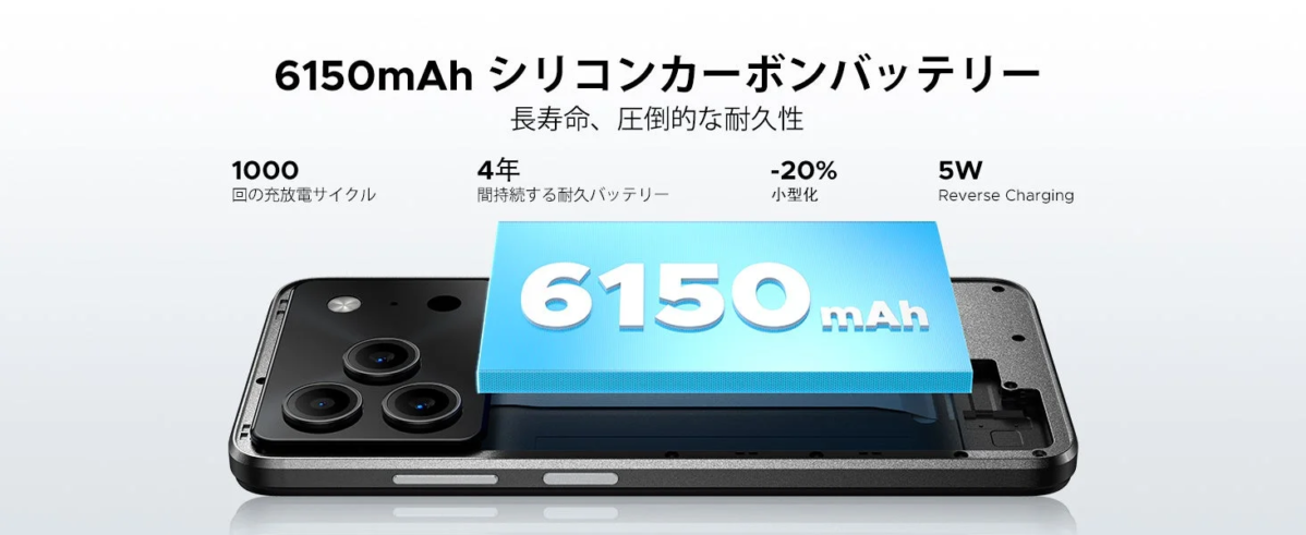 6150mAh シリコンカーボンバッテリー