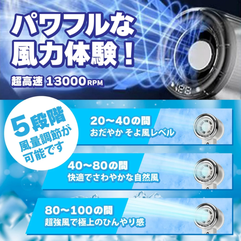 パワフルな風量＋5段階風量調節