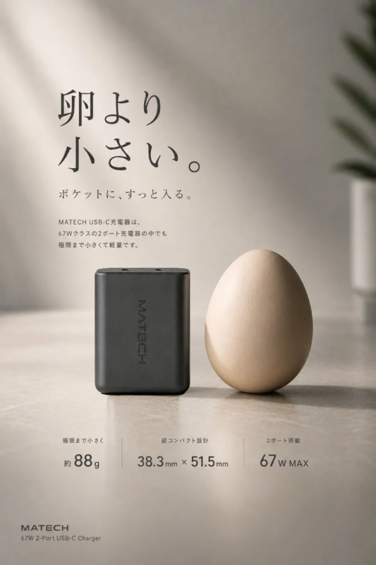 MATECH SoniCube 67W 軽量設計