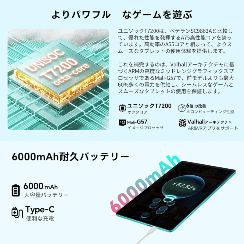 10.1 インチ IPS インセル TDDI ディスプレイ + 6000mAh 大容量バッテリー|見やすさ & 長時間駆動を両立