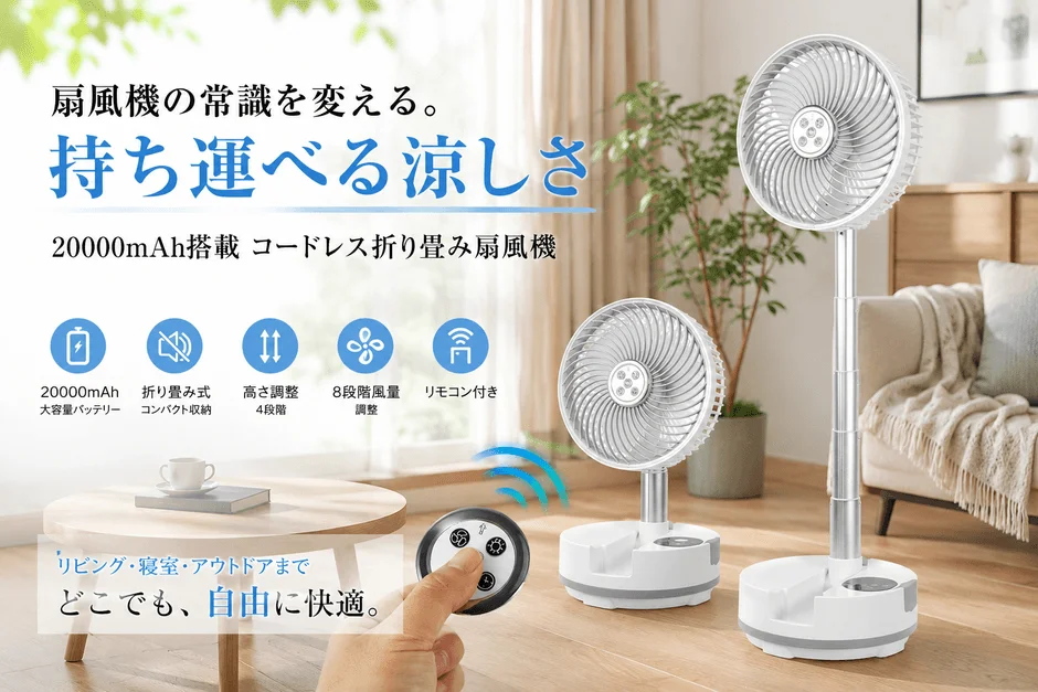 SOPPYコードレス折り畳み扇風機