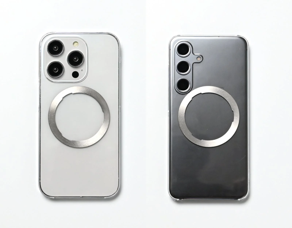スマートフォン背面とマグネットリング