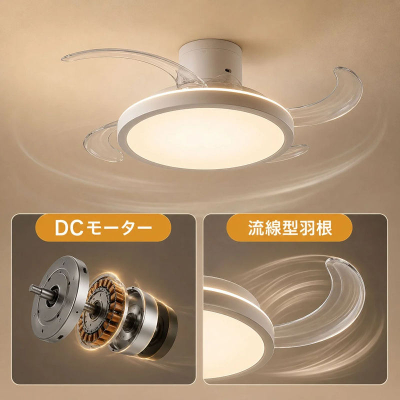 DCモーターと流線型羽根