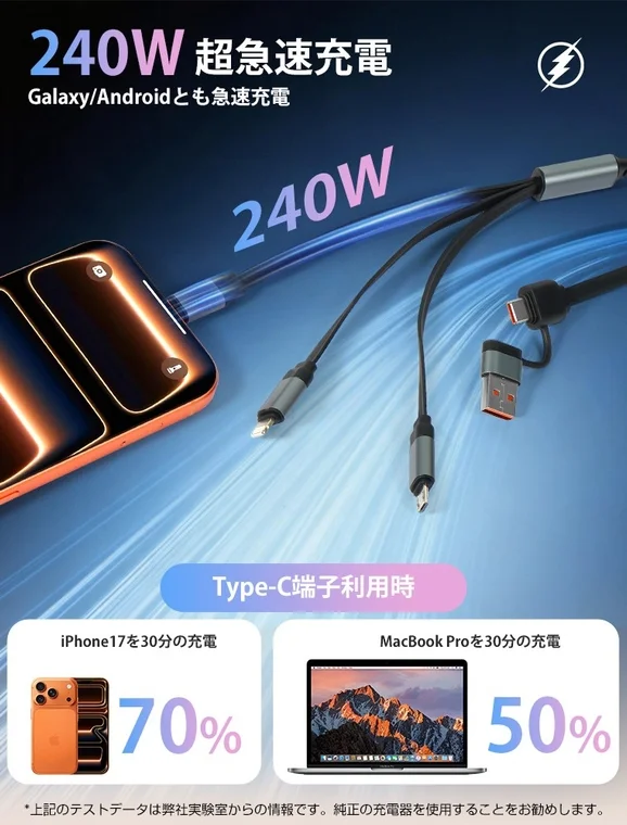 240W超急速充電の説明