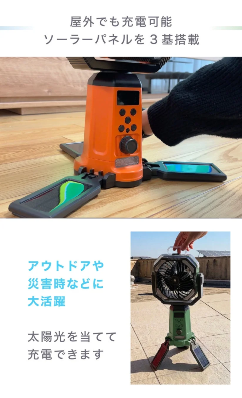 ソーラーパネルを3基搭載