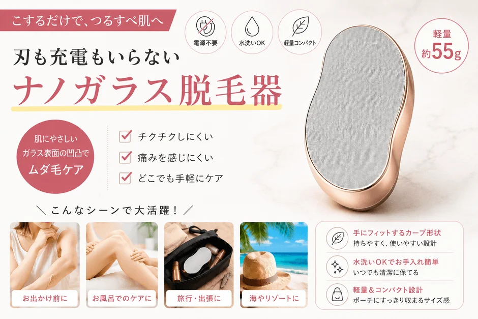 ナノガラス脱毛器の製品イメージと特長
