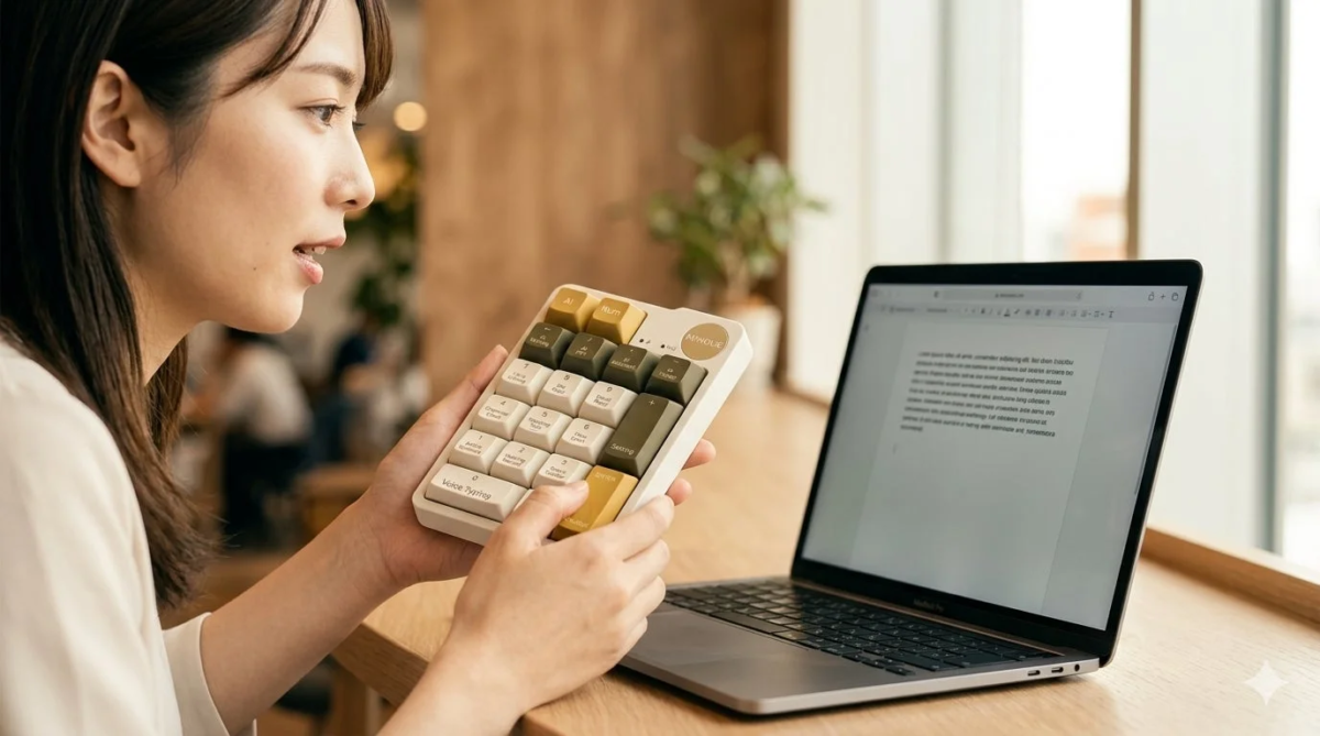 キーボードを使用する女性
