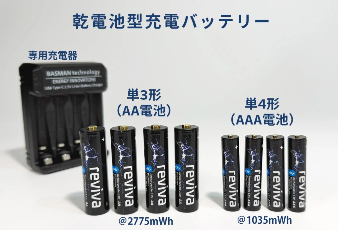 乾電池型充電バッテリーと専用充電器