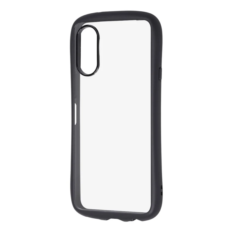 黒い縁取りが特徴の透明なスマートフォンケース