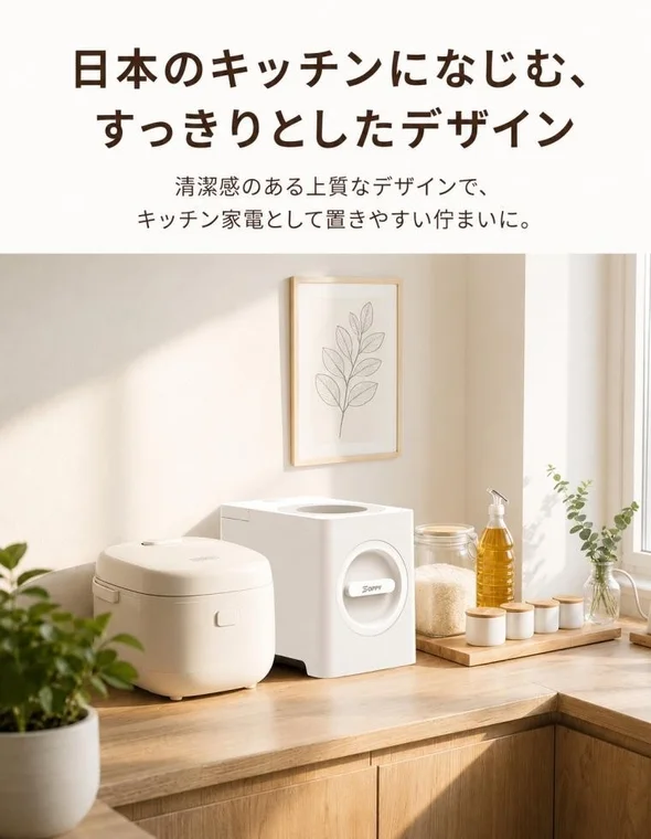 日本のキッチンになじむ、すっきりとしたデザイン