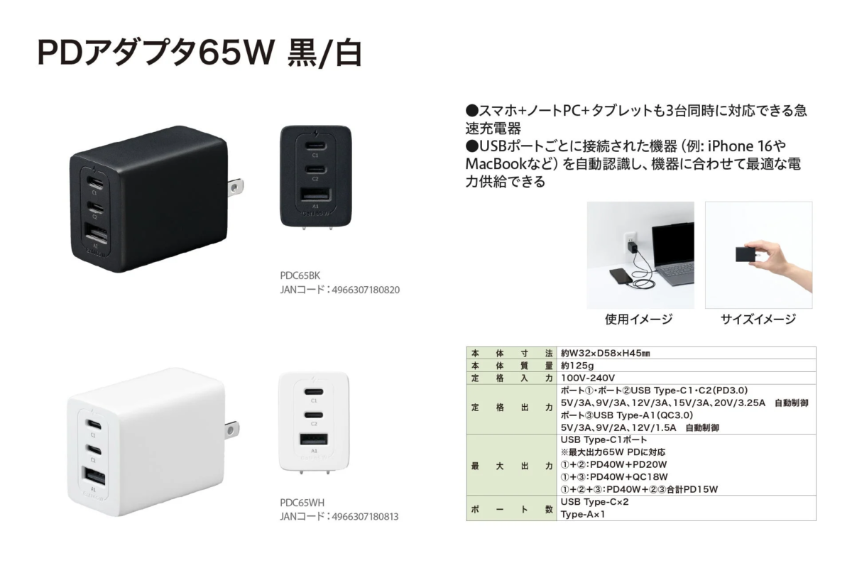 PDアダプタ65W