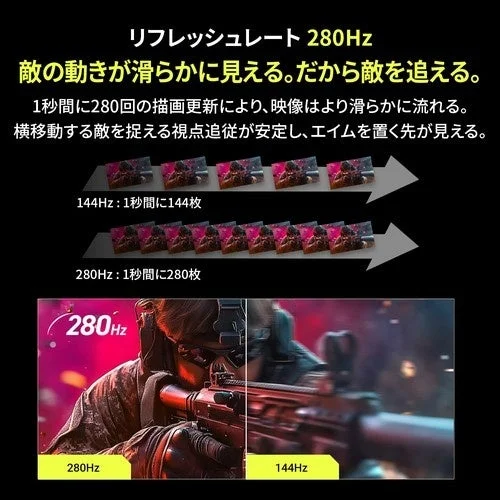 280Hzリフレッシュレートの滑らかさ