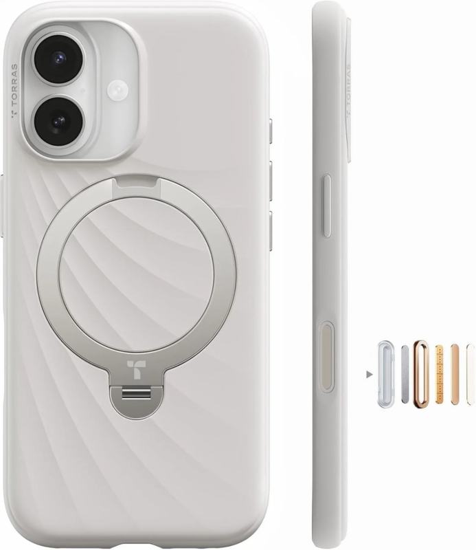 白いiPhoneケース、リングスタンド