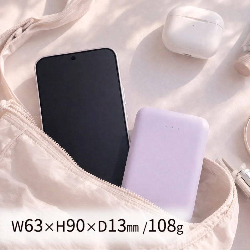バッグに収まるモバイルバッテリーと小物