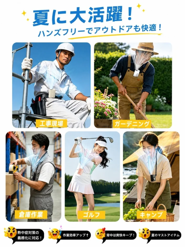 夏に大活躍！ハンズフリーでアウトドアも快適！