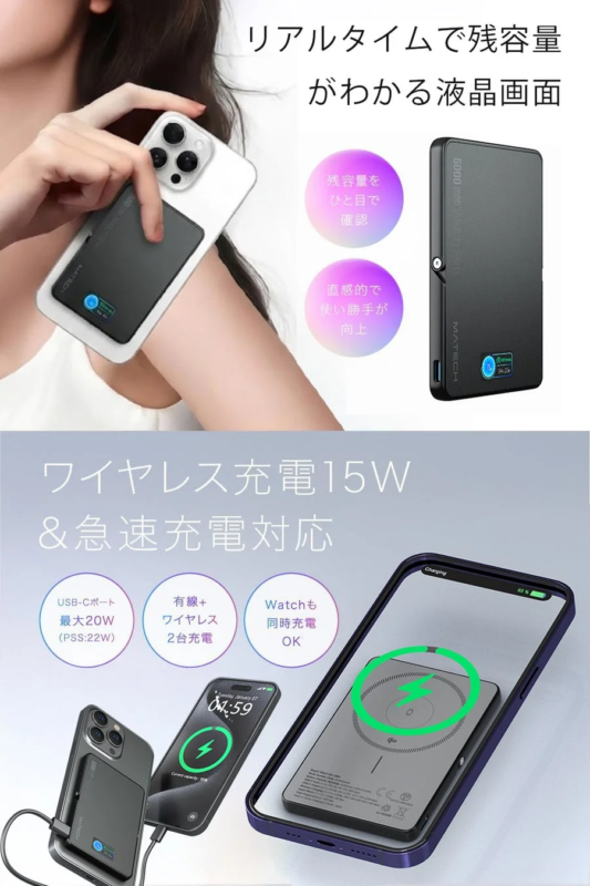 デジタルディスプレイと充電機能