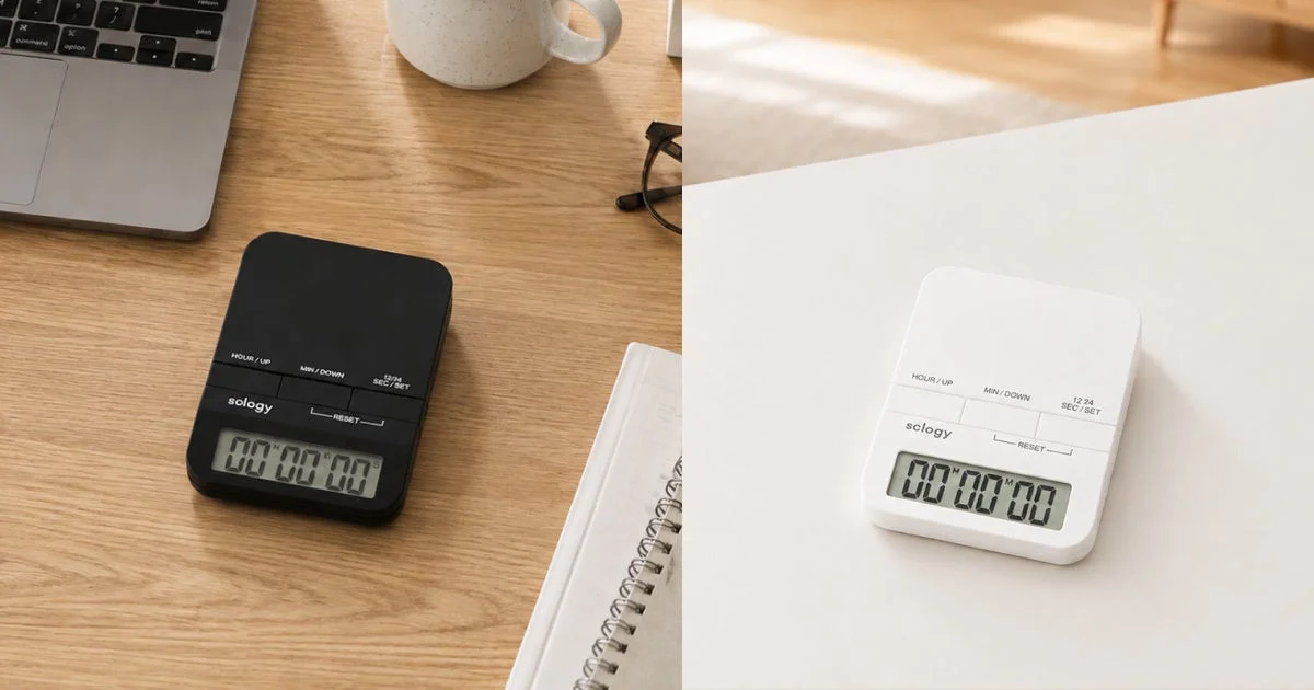 ブラックとホワイトのTELAS TIMER