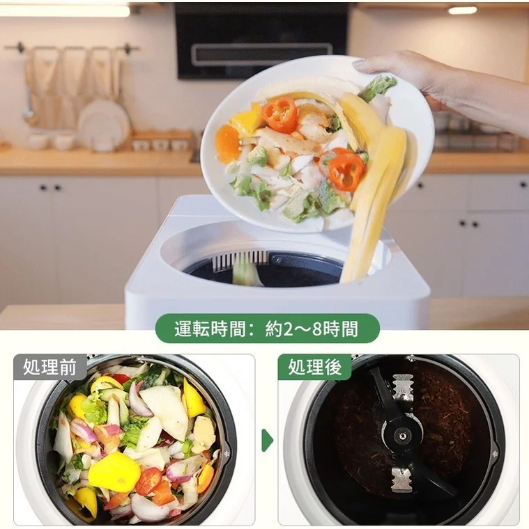 処理前後の生ごみ